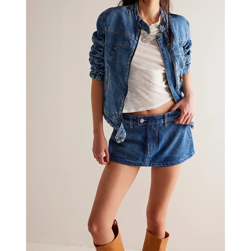 

Женские джинсовые юбки-шорты Y2K в винтажном стиле с пуговицами, низкой посадкой и А-образным силуэтом, модные однотонные мини-юбки А-силуэта для повседневной носки, офиса и вечеринок