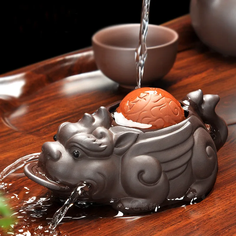 Purple Sand Tea Pet Ornaments, Pixiu, Wealth, Fortune, Golden Toad, Kung Fu Tea Set Accessories