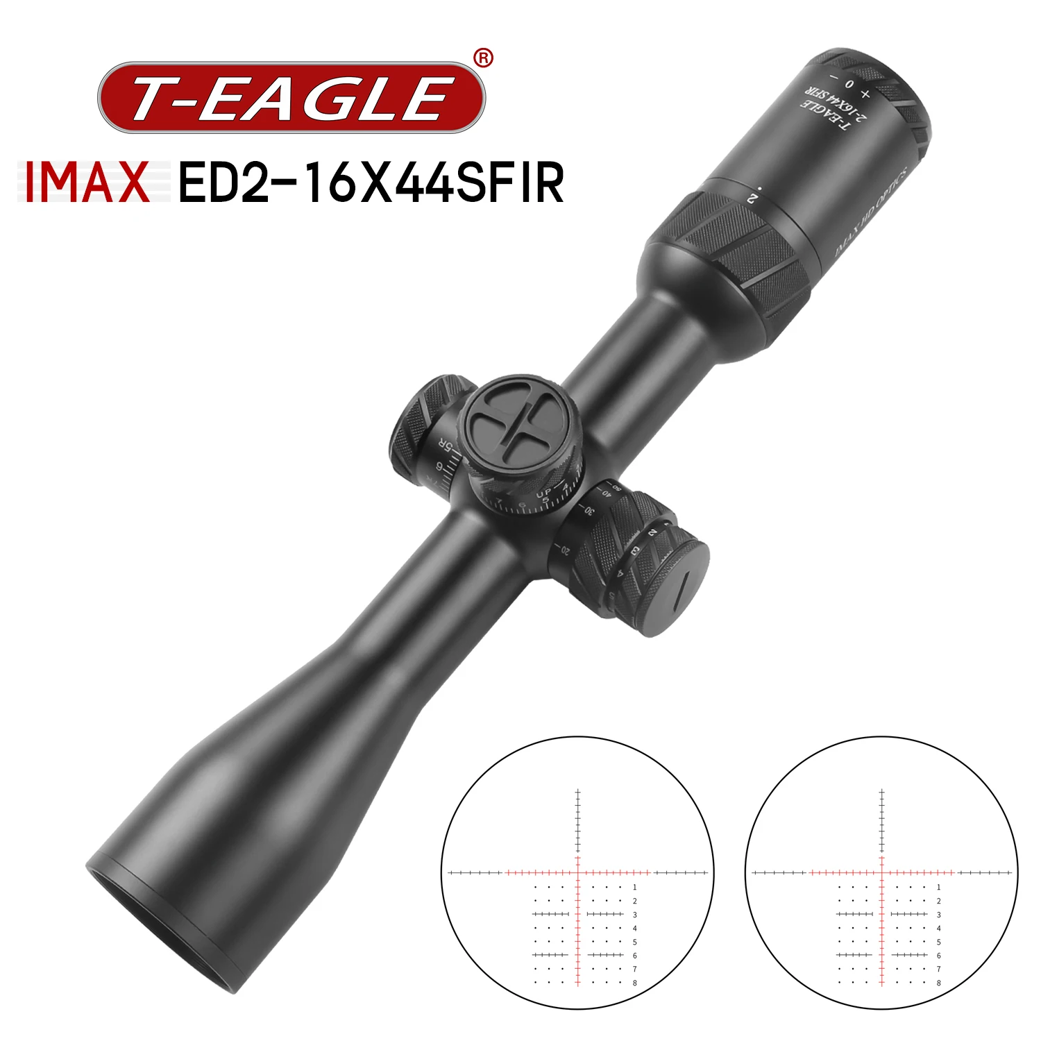 T-EAGLE ED 2-16X44 SFIR Tactical Rifle Scope Hunting Optical Riflescope Collimator Air Gun PCP Telescope Sight Etched Glass