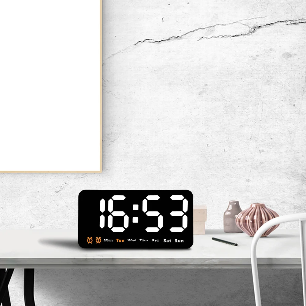 LED display digital clock with temperature display  three level brightness adjustment  and 12/24 hour format conversion