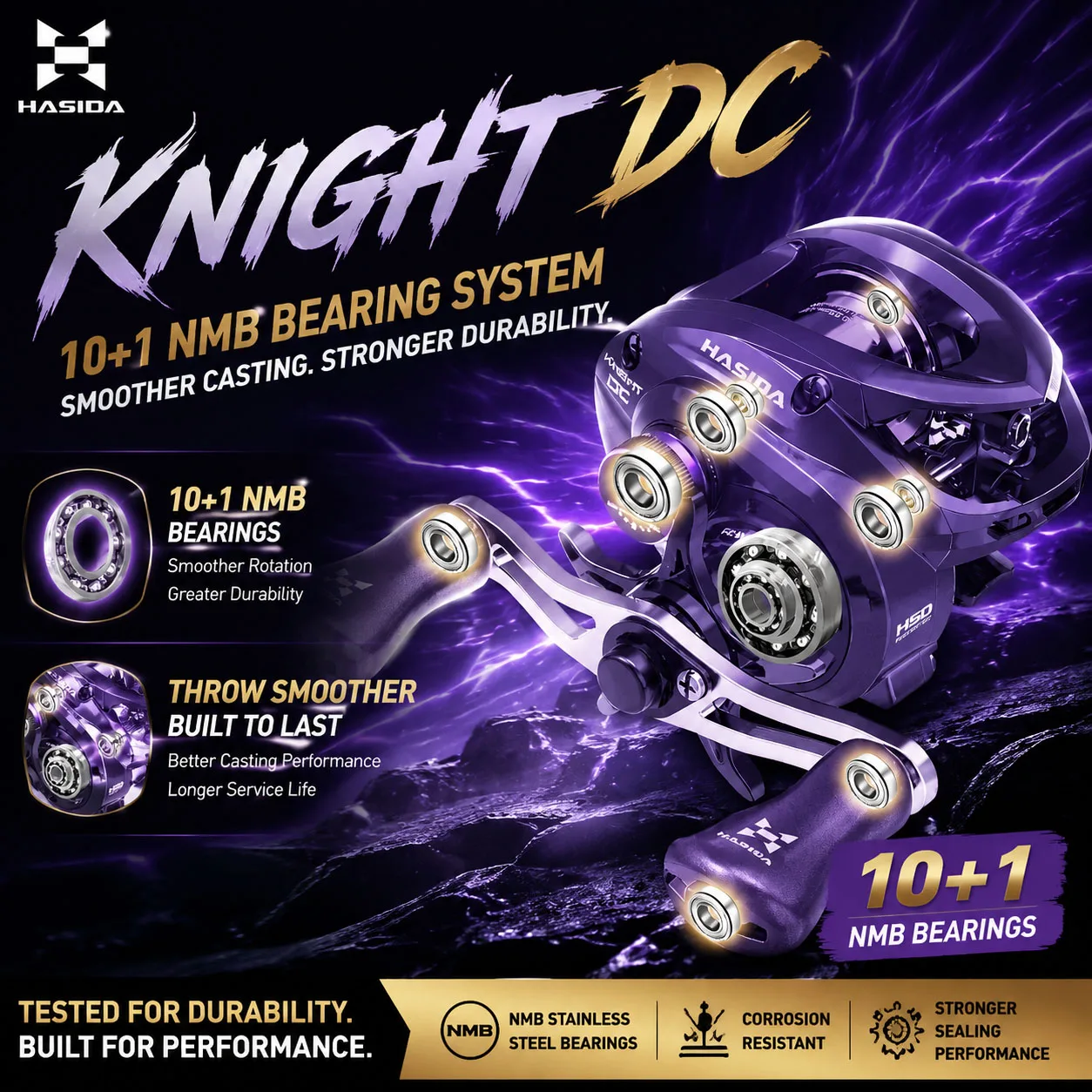 HASIDA KNIGHT DC 3 Modelle Elektrische Magnetbremse IDC Smart Chip 147G Leichter Carbonrahmen Aluminium-Spule Angelrolle