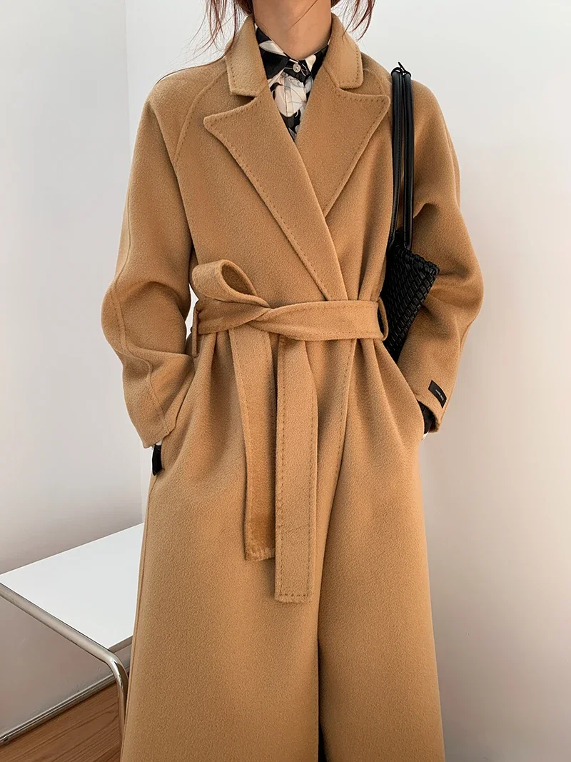 New  of camel water ripple popular double sided woolen cloth cashmere brought by hand pure color coat