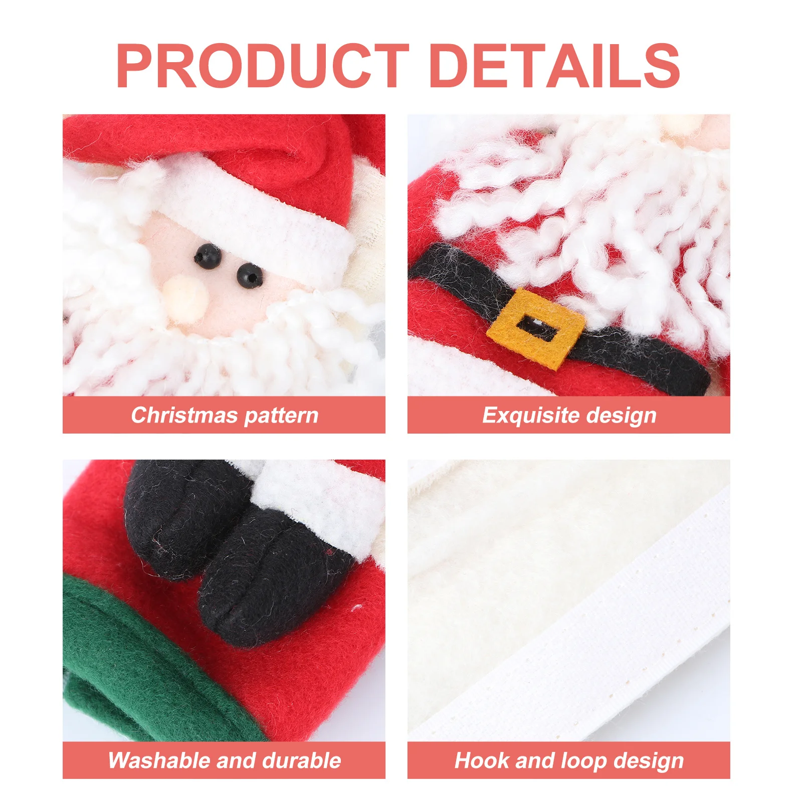 

2pcs Christmas Refrigerator Door Handle Cover Santa Pattern Washable Appliance Protector For Microwave Oven Dishwasher Cabinet