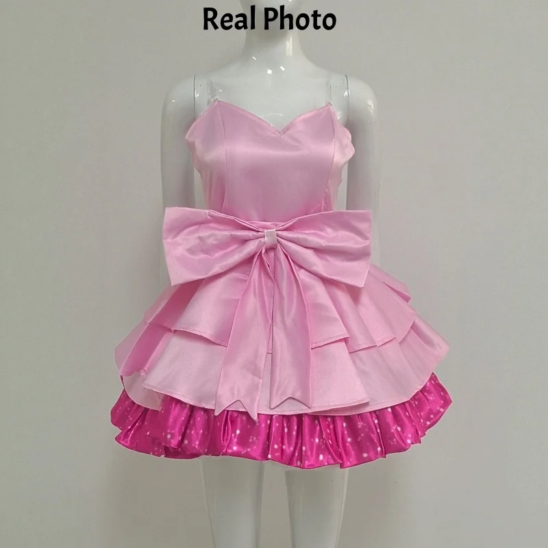 Alien Stage Sua Mizi Cosplay Outfit Pink White Gothic Lolita Dress Full Set Headwear Mask Headset Halloween Party Costume view 2