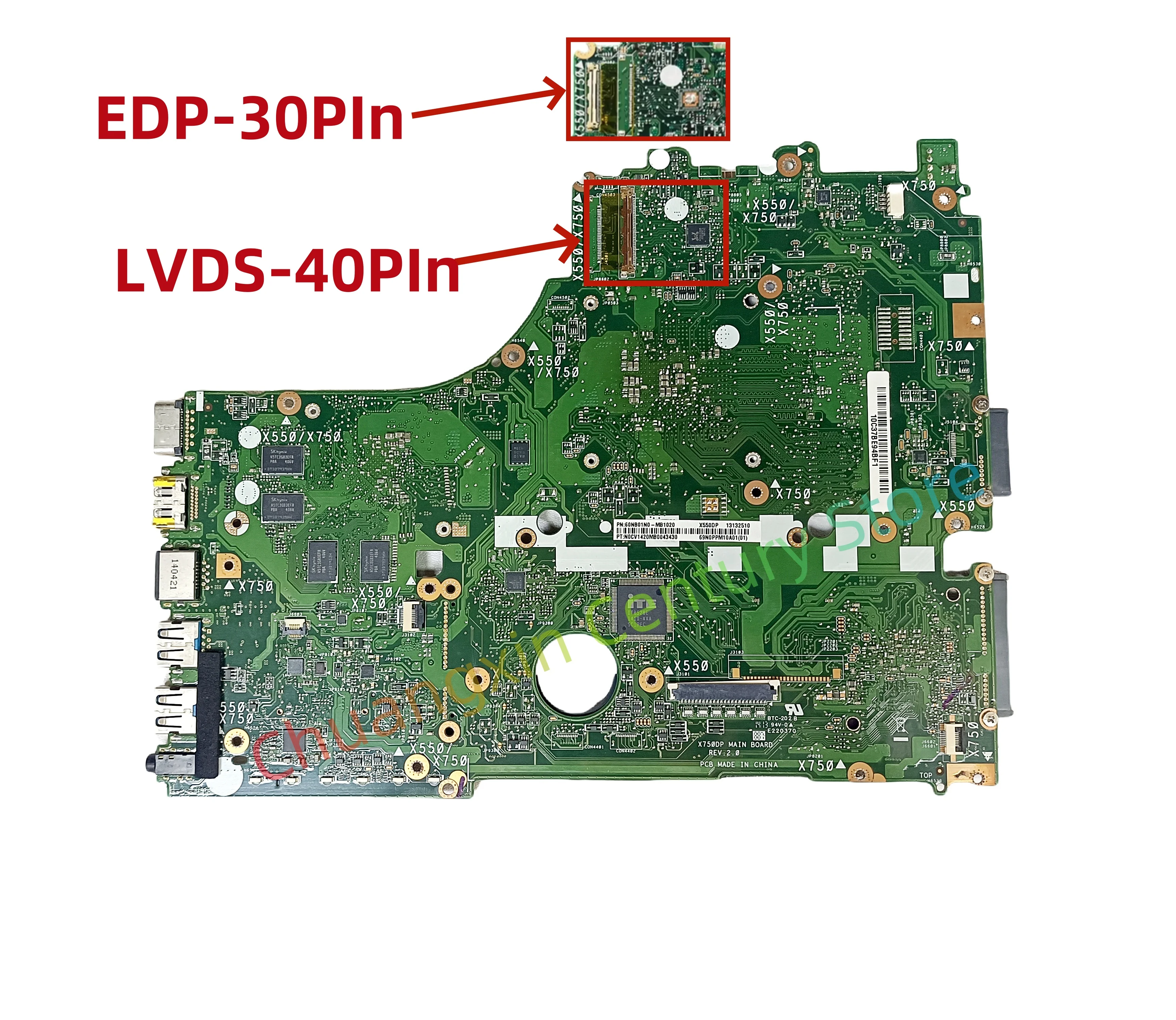 X550/X750 placa-mãe para Asus X550DP X750DP X550ZE A550D Laptop com CPU A8-7200 A10-7400 UMA 100% teste ok remessa