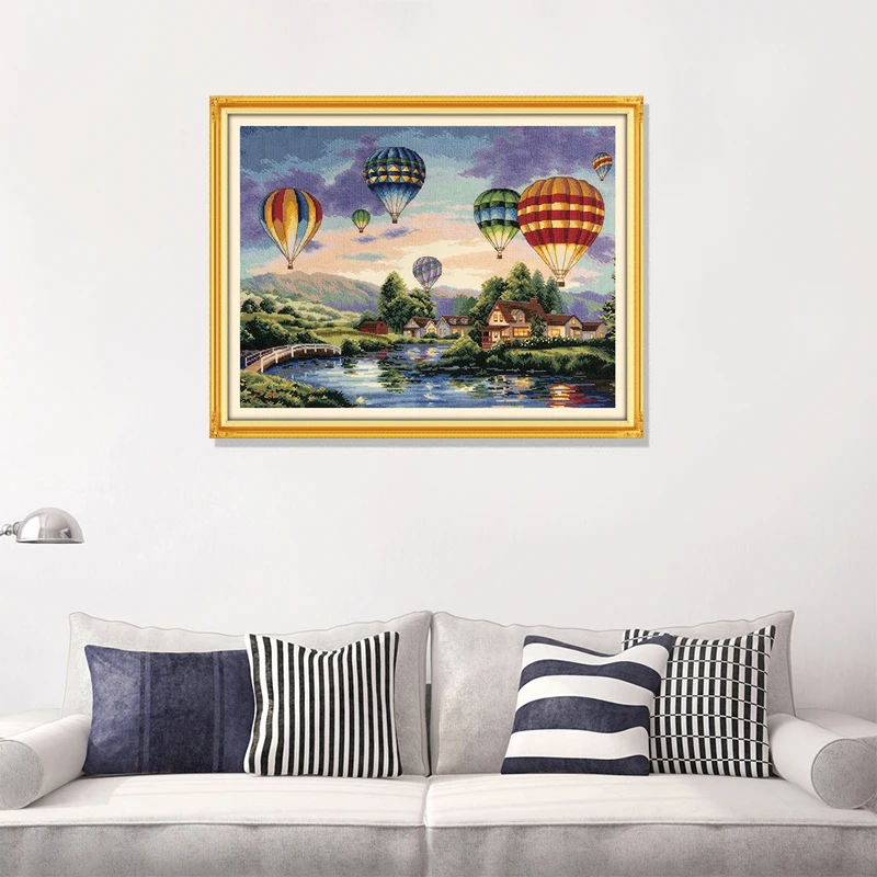 Palloncini colorati fai da te cucito a mano kit punto croce Set per ricamo decorazioni per la casa paesaggio schemi punto croce gratis