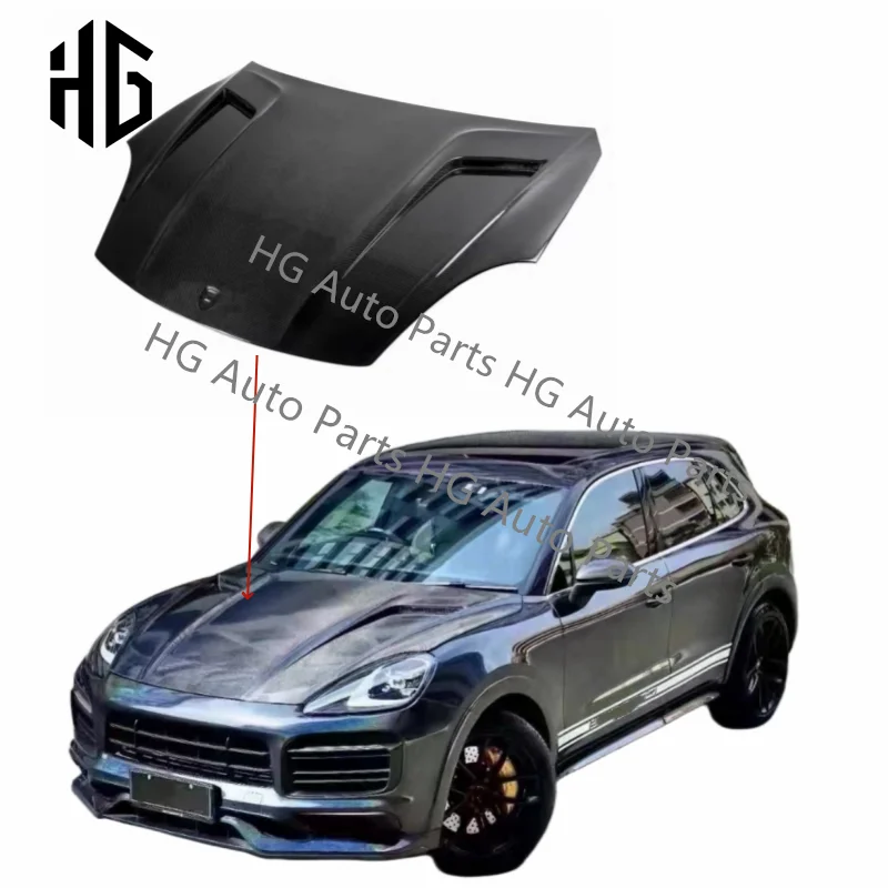 

Factory Supply Te-chart Style Carbon Fiber Front Bumper Engine Hood Cover For Porsche Cayenne 9Y0 9YA Car Bonnet Covers