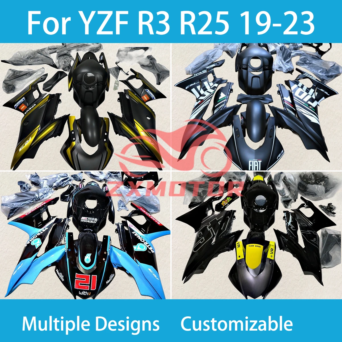 For YAMAHA YZF R3 R25 19 20 21 22 23 Rebuild Motorcycle Fairings YZFR3 2019-2023 ABS Cowling Injection Bodywork Fairing Kit