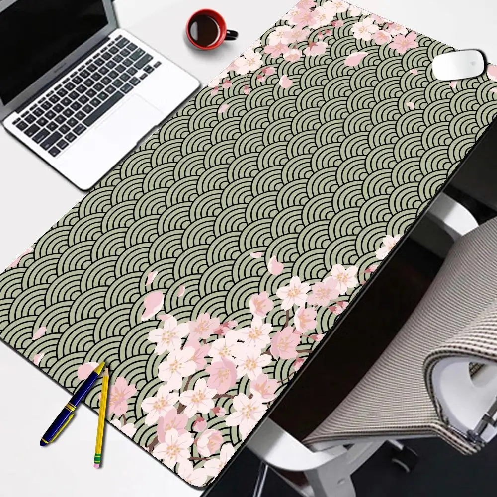 

HD Gaming Mat Large Sakura Computer Mousepads 900x400mm Keyboard Mat XXL Gamer Aesthetic Desk Extended Mats Student Writing Mat