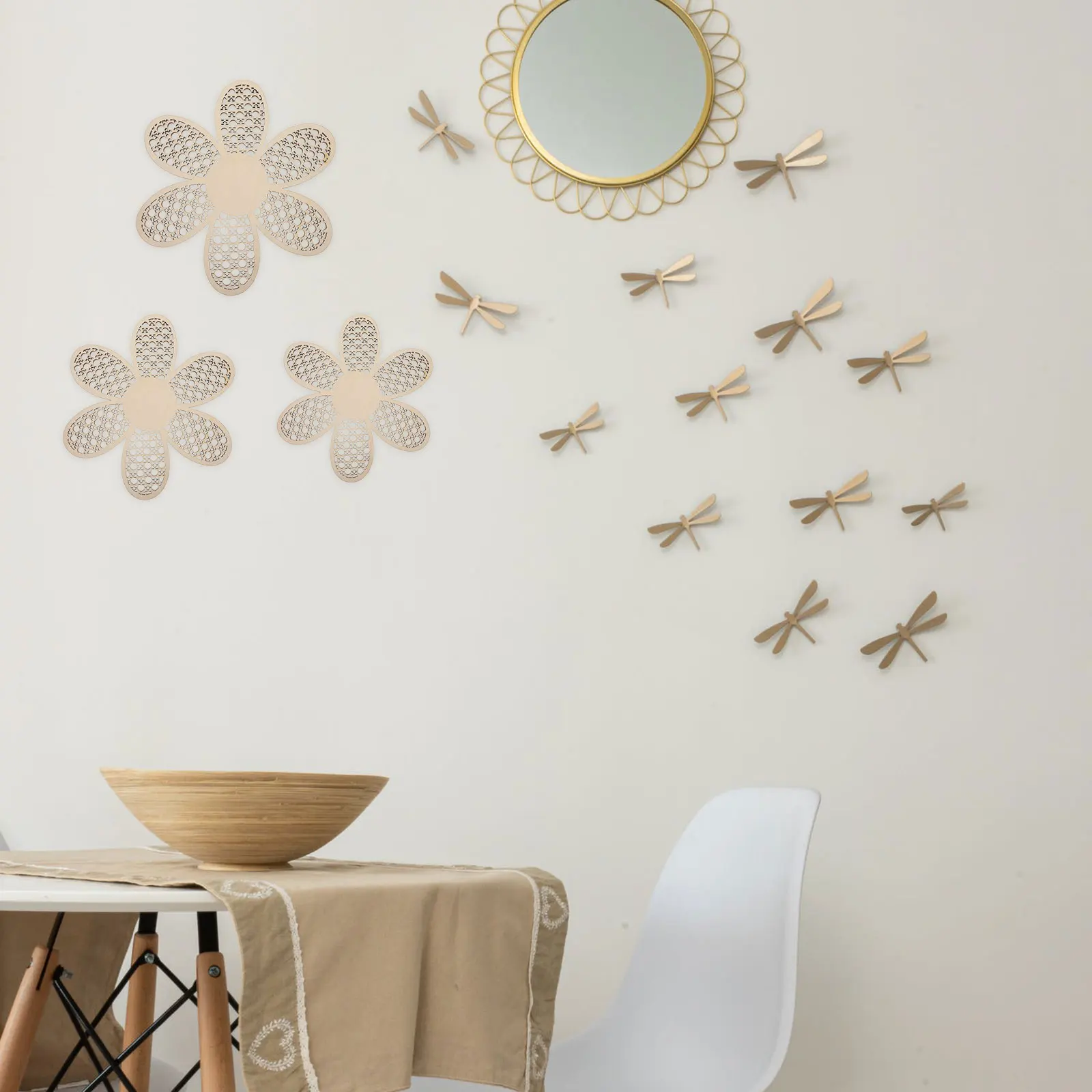 

Wooden Wall Art Panel Flower Wood Decor for Home Bedroom Living Room Study Rustic Farmhouse Decorative Wall Hanging Ornaments