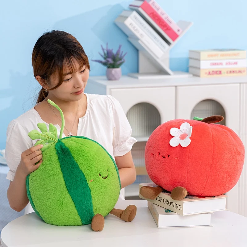 New Cartoon Apple Coconut Fruit Pillow Cute Strawberry Orange Plush Toy Soft Stuffed Watermelon Pineapple Doll Christmas Gifts