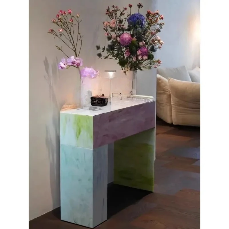 Tavolo da ingresso con dopamina in legno massello con pittura a colori italiana medievale Tavolo da esposizione d'arte squisita per la casa