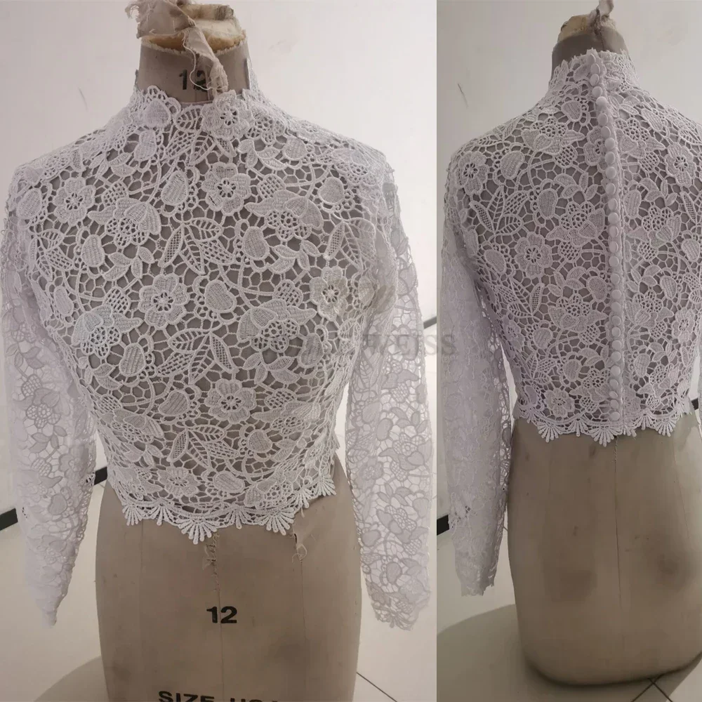 Long Sleeve Wedding Jacket Lace Bridal Wrap Bolero Zipper Plus Size Weddng Coat Customized