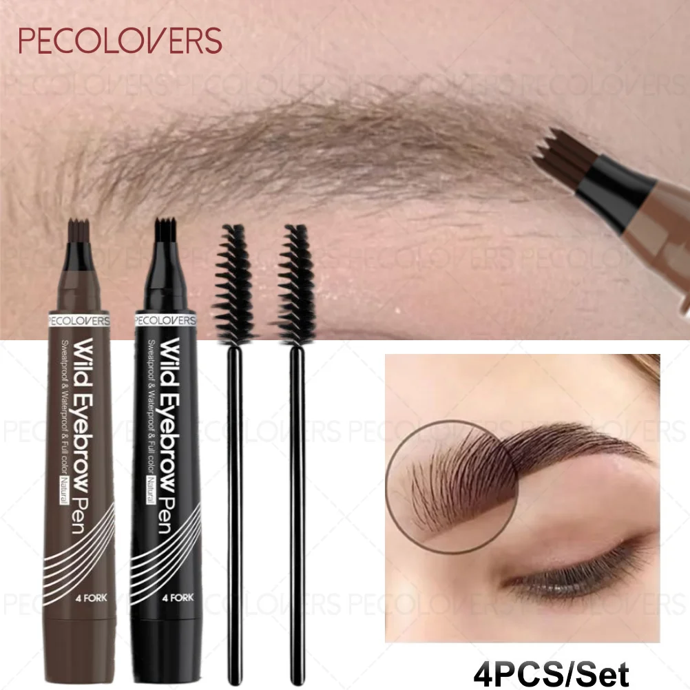 4PCS/Set Eyebrow Makeup Set -Waterproof and Long Lasting, Suitable for Eyebrow Tattooing, Easily Get Soft Misty Brow Look