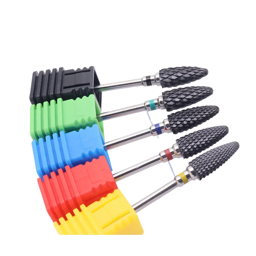 1/5Pcs Professional Black Corn Head Ceramic Nail Drill Bits Set - Ideal For Quick Gel Nail Removal, Suitable For All Nail Types