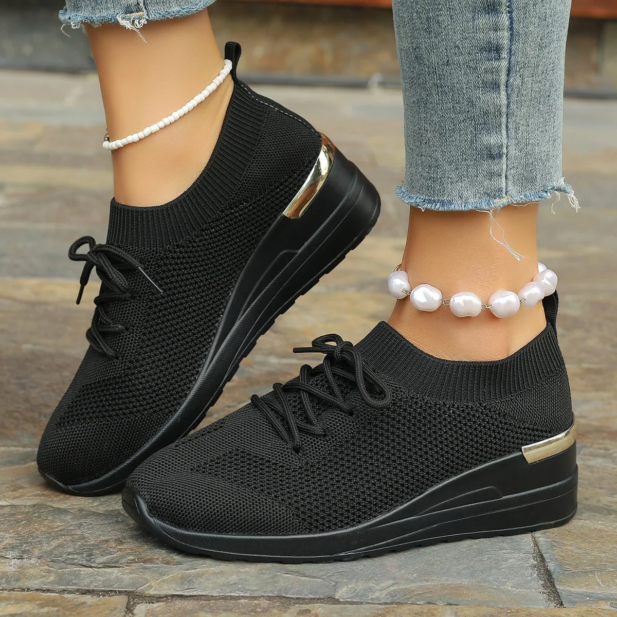 Women Causal Sneakers Summer Shoes Woman Mesh Fashion Breathable Lace Up Sports Shoes for Women Platform Walking Running Shoes