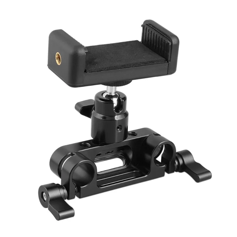 

Adjustable mobile phone clip 15mm double hole pipe 1/4-20 ball head installation camera accessories
