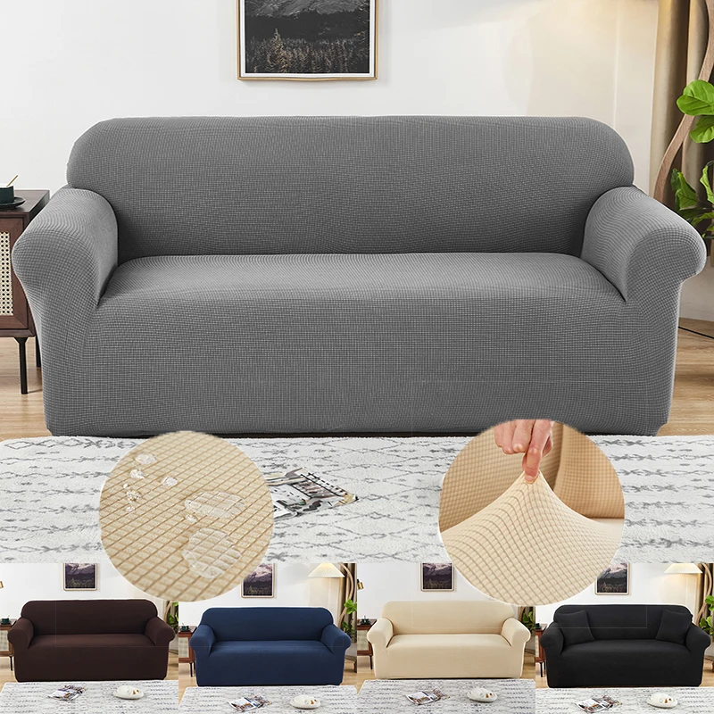 1Pcs Resist Water Sofa Cover Solid Color Stretch Slipcover All-inclusive Elastic Couch Cover for Living Room