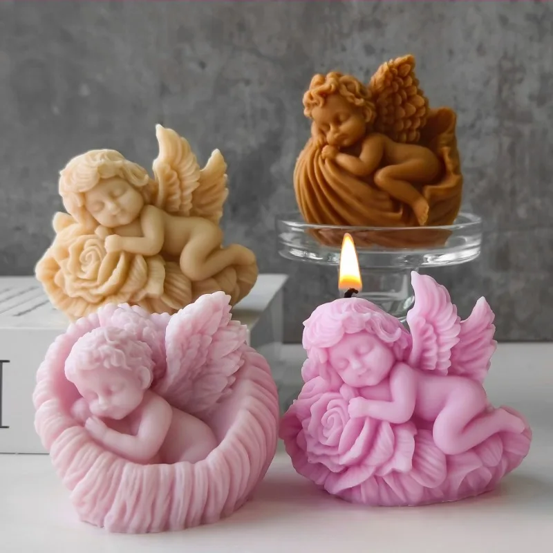

Baby Angel Scented Candle Silicone Mold DIY Rose Angel Gypsum Ornament Mold