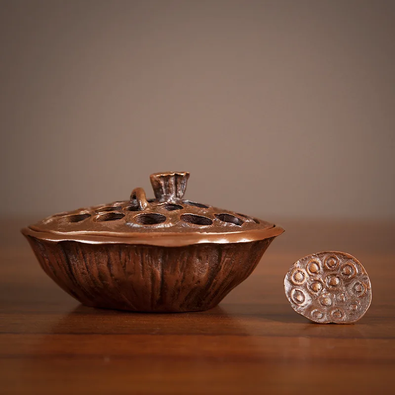Chinese Style Miniature Copper Lotus Seed Pod Incense Coil Incense Burner Home Furnishings Living Room Inside Room Ornament