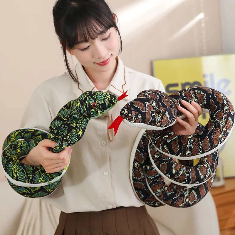 400cmLifelike Burmese Python Plush Toy Simulation Stuffed Animal Long Coiled Snake Scary Reptile Giant Cobra Halloween Gift Deco