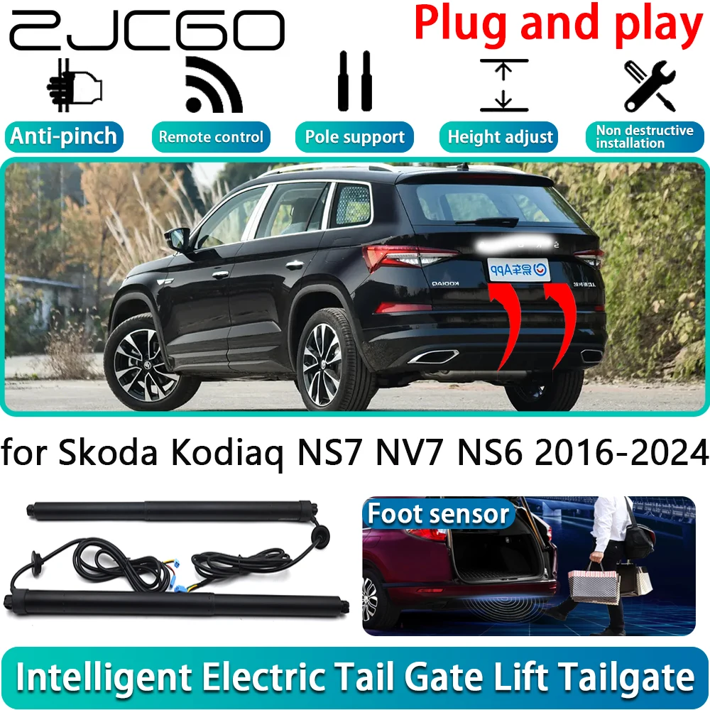 

ZJCGO for Skoda Kodiaq NS7 NV7 NS6 2016-2024 Electric Powered Tailgate Power Liftgate Automatic Tailgate System With Foot Sensor