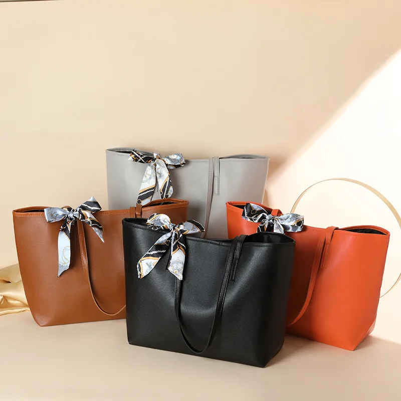 

Fashion Minimalist Tote Bag Large Litchi Scarf Shoulder Handbag Solid Ladies Casual Everyday Tote Spacious Work Travel Bag