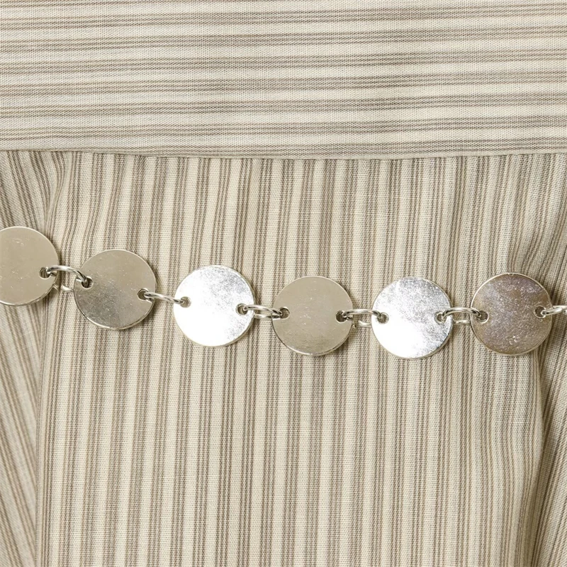 KEYANKETIAN 2025 delle nuove donne decorazione della catena gonna a righe stile francese cerniera laterale a vita alta irregolare una linea gonna centrale