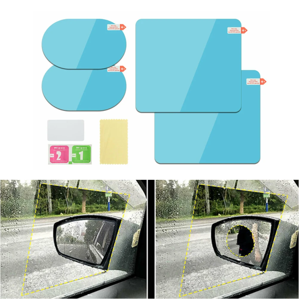 Parts Car Rearview mirror Sticker Rainproof Transparent 4PCS Accessories Anti Fog Rain PET Protective Practical