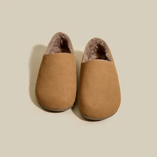 2024 여성용 노새, 부드러운 바닥, 미끄럼 방지, 다목적, 심플하고 우아한 레트로 코튼 가죽 신발, 한국 스타일, 겨울 신상 패션 