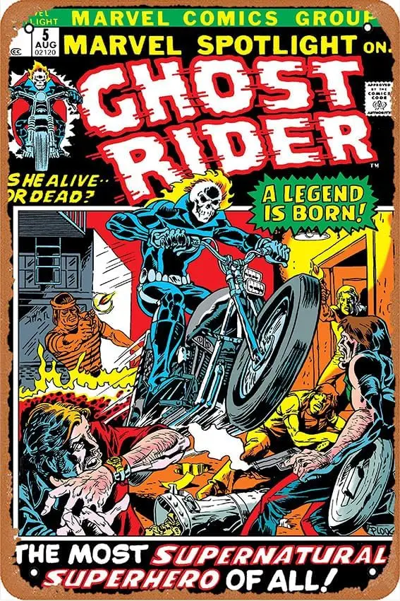 Vintage Tin Signs Rider Johnny Blaze Issue 1 Comic Book Poster Metal Signs Poster Wall Decor Design for Cafes Bar Pub Beer