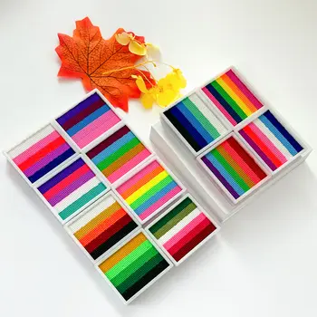 2件裝彩虹臉部及身體彩繪顏料,8克分色蛋糕無毒彩妝盤 - 色彩鮮豔的混合色,適合節慶和蝴蝶妝容 8 最佳銷售 彩虹臉部彩繪 - №5