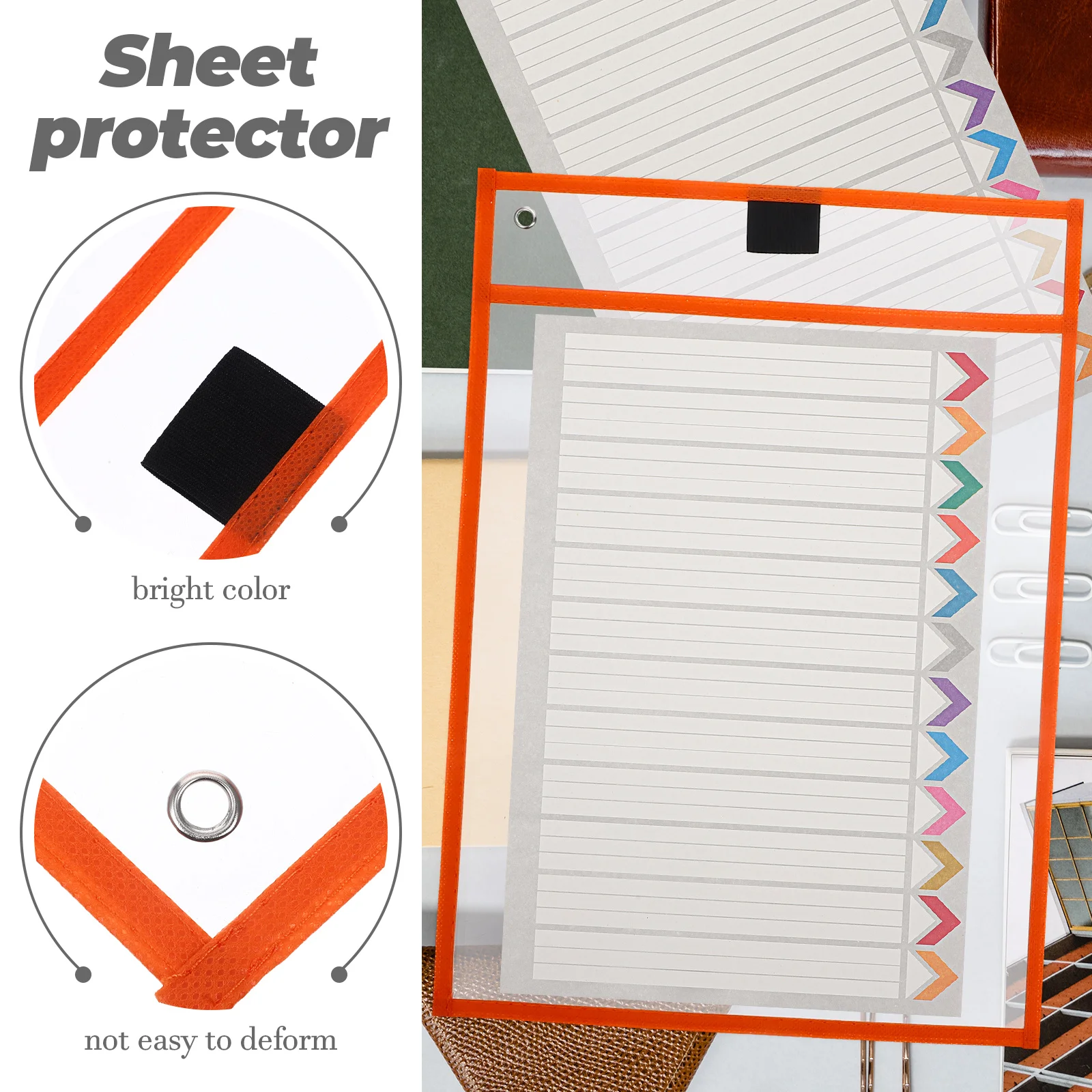 

6pcs Sheet Protectors Clear Acid-Free File Paper Cover Binder Lightweight Transparent Home Office College Smooth
