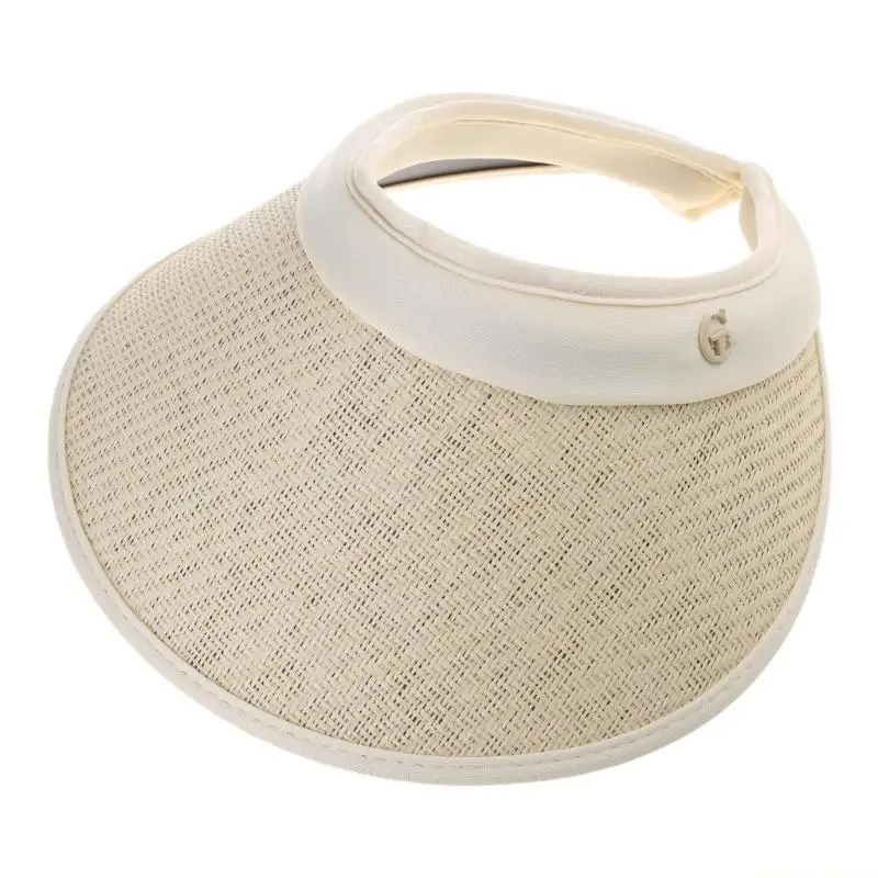 31BF Straw Visor Summer Sun Visor Hat Women Visor Hat Golf Cap Summer Hat Uv Wide Brim Beach Visor Sun Hat