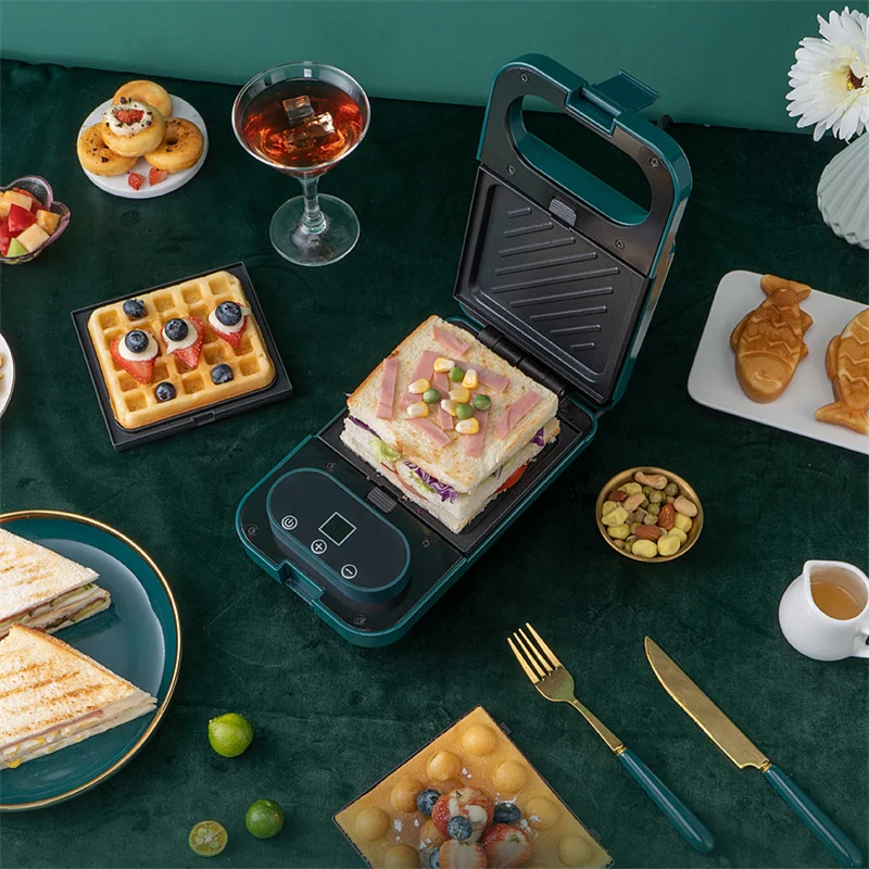 Pembuat Sandwich Listrik Multifungsi Pembuat Dapur Peralatan Rumah Memasak Sandichera Panas Sisi Ganda Kualitas Tinggi 650W MB41