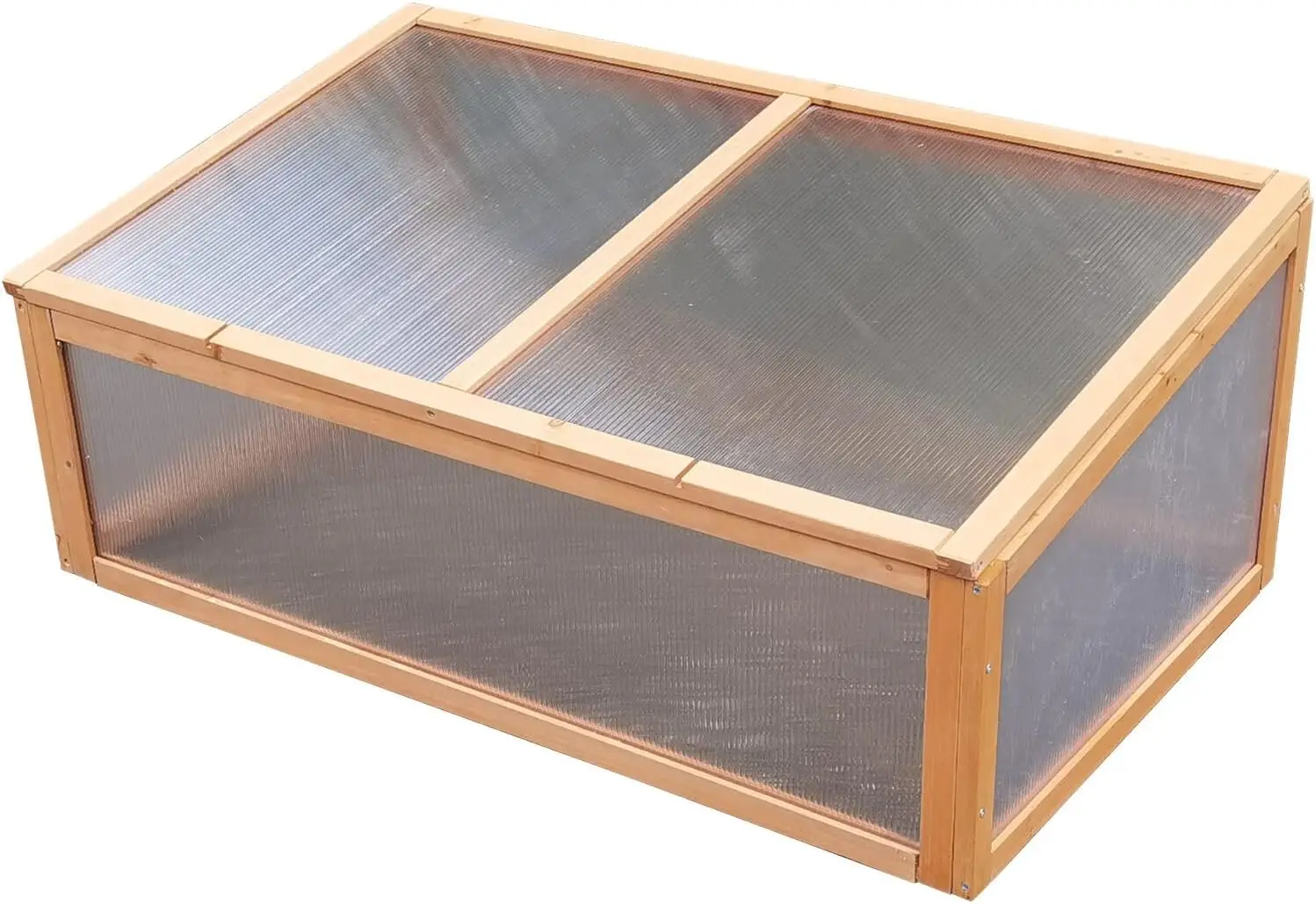 Hanover 39-In. Portable Greenhouse Cold Frame With Top Opening Garden Plant Protector And Red Cedar Wood Frames, Mini Outdoor