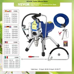 VEVOR Airless Wall Paint Sprayer 2200W Electric Sprayer Gun Kit Adjustable 3000PSI-Pressure 2.5L/Minute-NoLoad Displacement