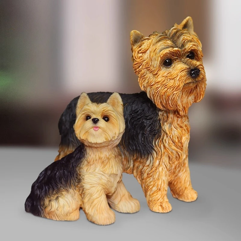 Yorkshire Terrier Simulation Dog Model Ornament, Car Ornament, Model Play Handmade, Soldier Model, Home Decoration Resin Crafts