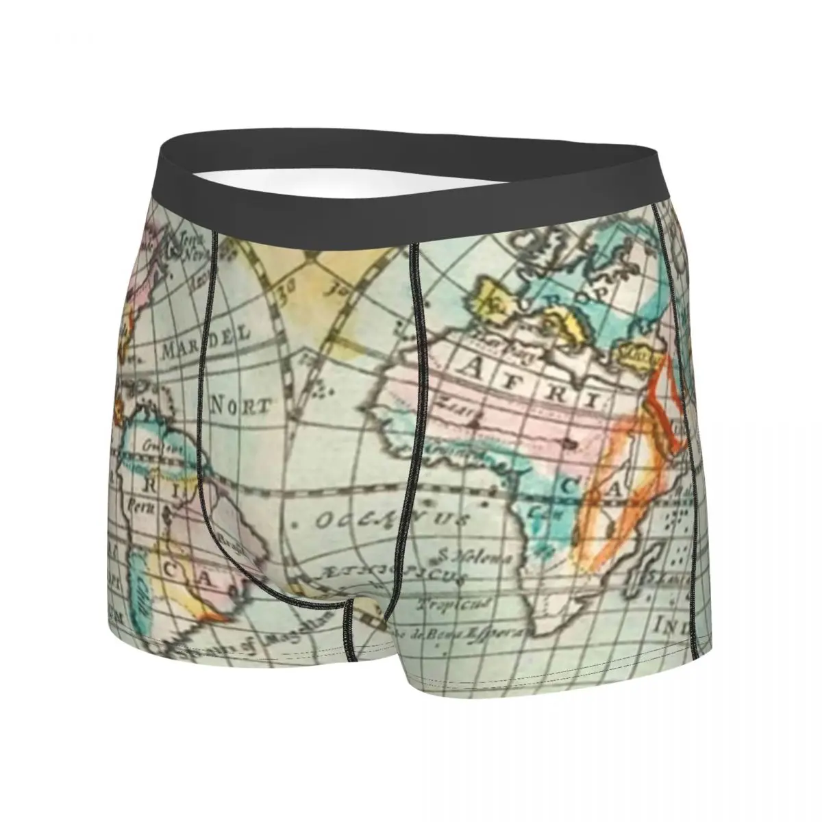 Earth Map Print Underwear Vintage Map of The World 3D Pouch High Quality Boxershorts Shorts Briefs Men Underpants Large Size