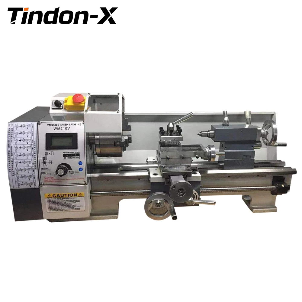 

Бесщеточный двигатель мощностью 1100 Вт, мини-токарный станок по металлу WM210 — отверстие шпинделя 38 мм, патрон 125 мм, гравировальный станок для деревообработки 400/600/800 мм