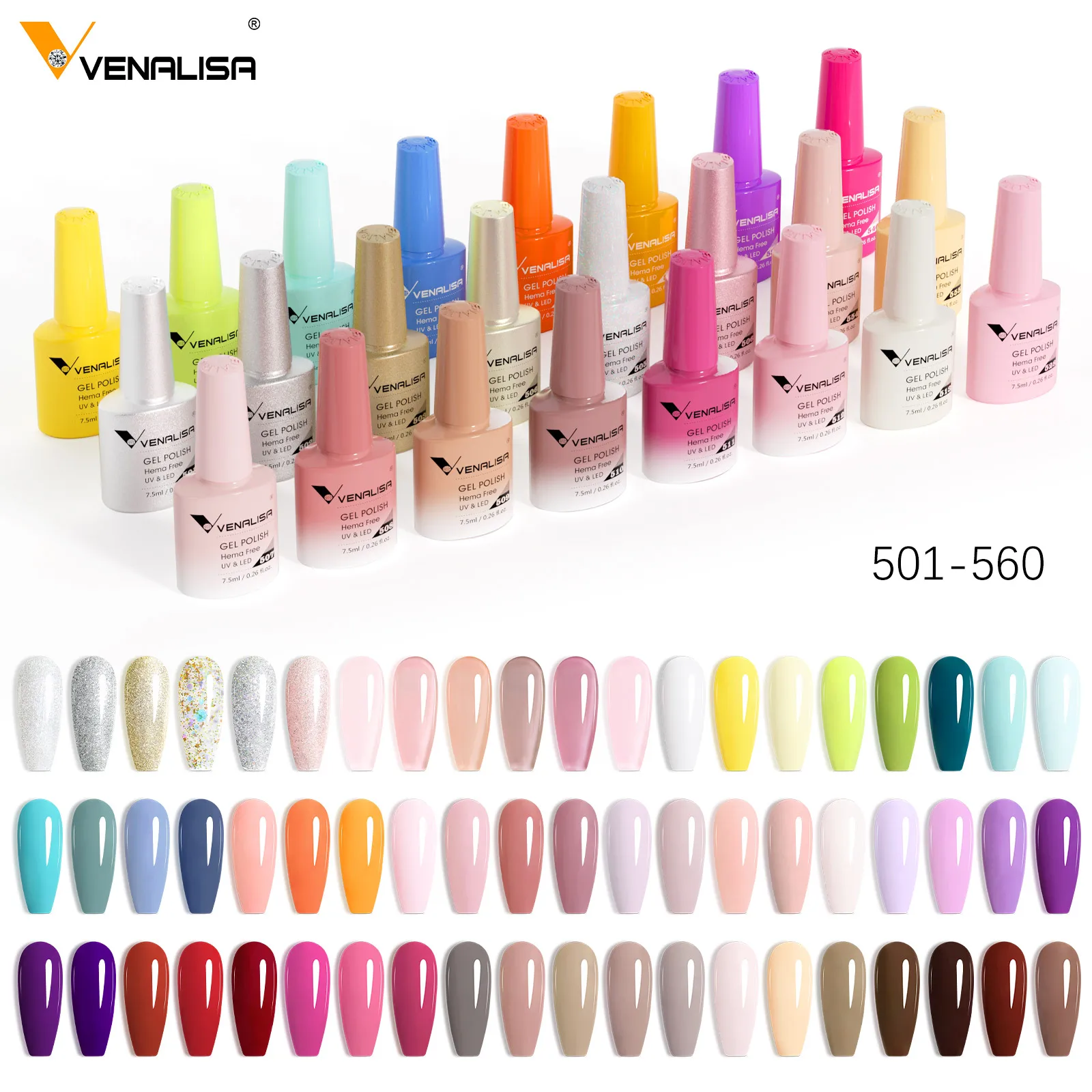 طلاء جل للأظافر VENALISA VIP5 7.5 مللي HEMA/TPO طلاء أظافر شبه دائم مجاني نسيج فائق لامع للغاية يدوم طويلاً