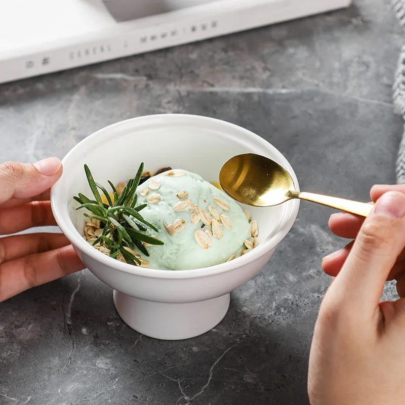 Creative bird's nest dessert ice cream cup yogurt bowl pure white high footed bowl Japanese style ice cream fruit cup