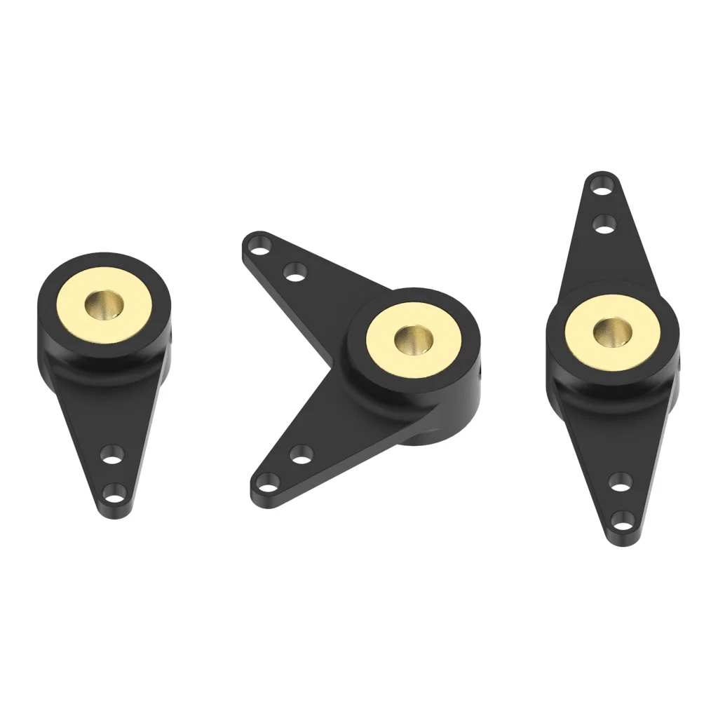 Accesorios para timón de barco RC: brazo de dirección de nailon con núcleo de cobre con orificio para eje de 3 mm (brazo individual/en forma de L/recto) para modelos marinos