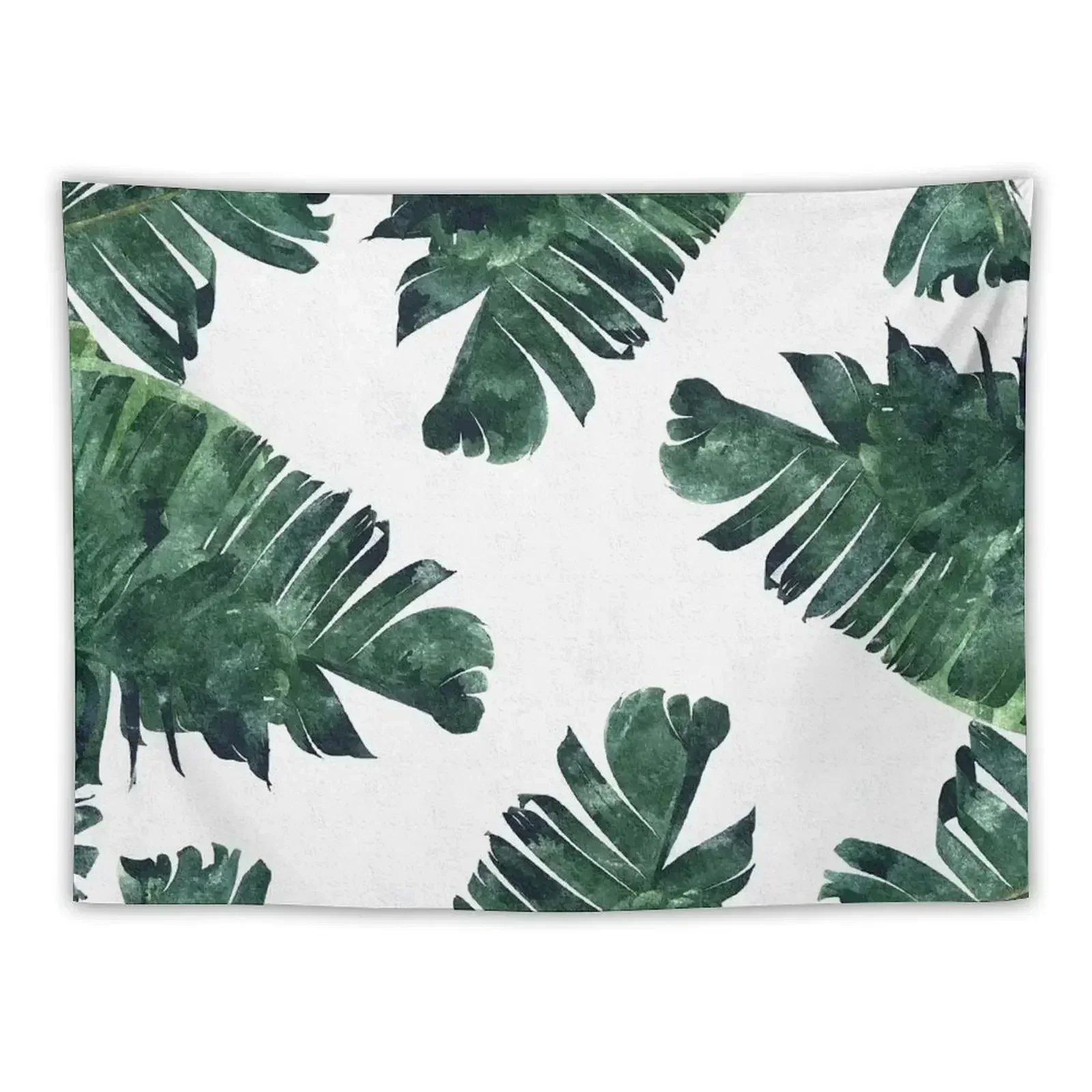 

Banana Leaves Watercolor Painting, Tropical Botanical Jungle Nature Minimal Vibrant Modern Bohemian Illustration Tapestry