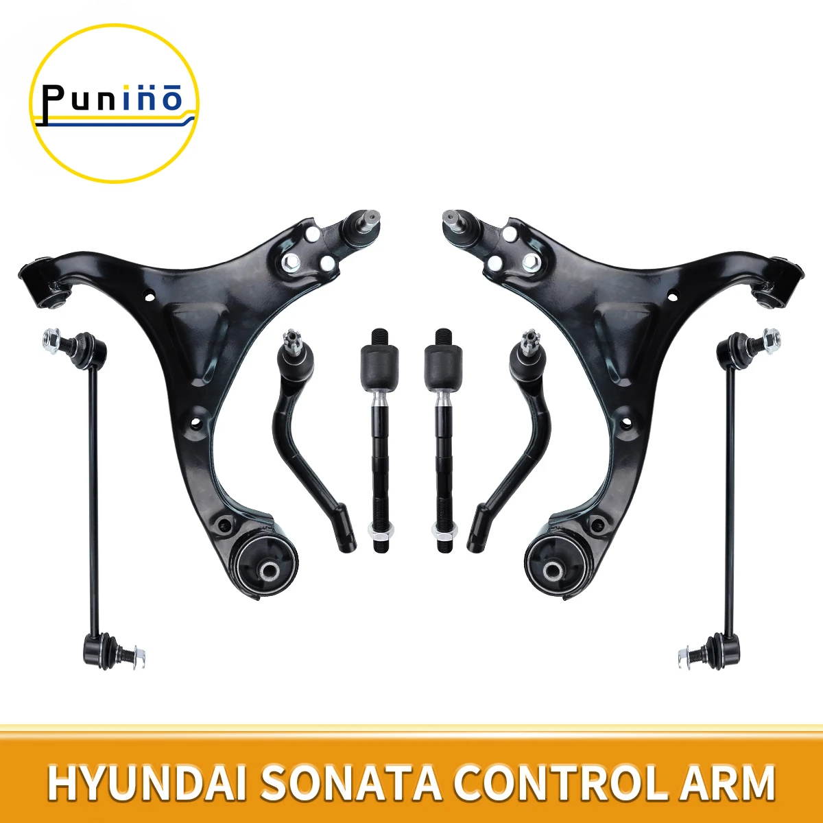 Punino Front Lower Control Arm with Ball Joints Stabilizer Link LH & RH 8pcs Set for Hyundai Sonata 2011 2012 2013 2014