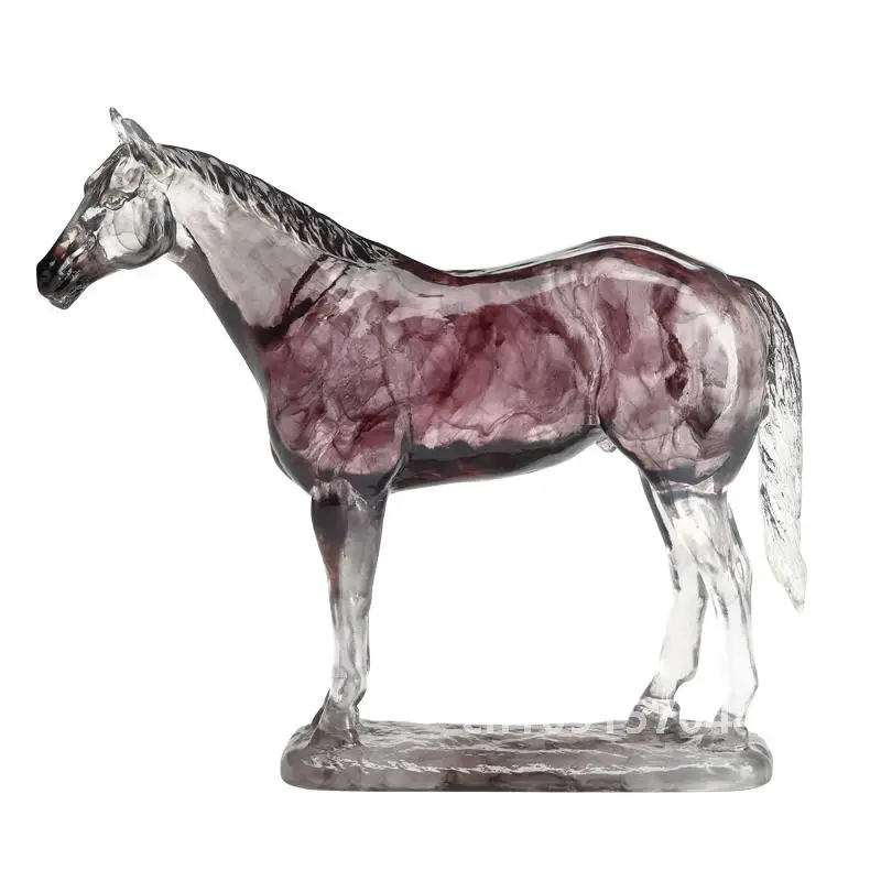 Nordic Horse Sculpture Crystal Resin Horses Statue Figurine Office Home Decoration Desktop Animal Ornament Interior Art Crafts