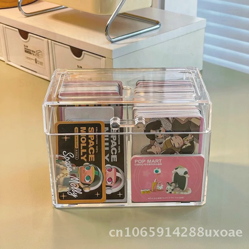 

Transparent Acrylic Card Box Blind Box Storage for Small Cards Dustproof Flip Cover Design Modern Minimalist Desk Organizer