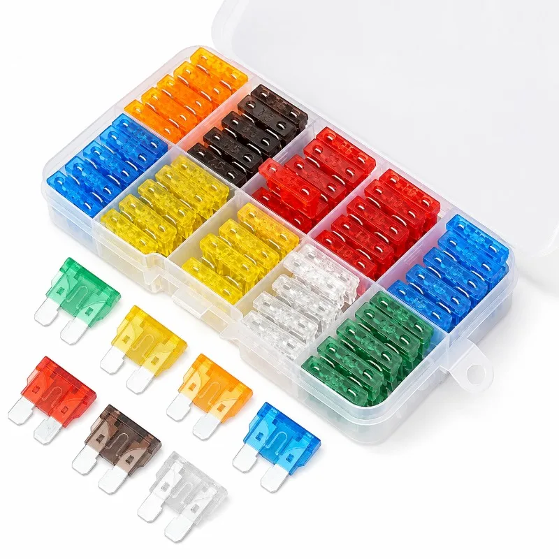 180Pcs Blade Type Car Fuse Assortment Kit, Standard Size Fuses 2-35A with Storage Box and Puller for Auto Truck