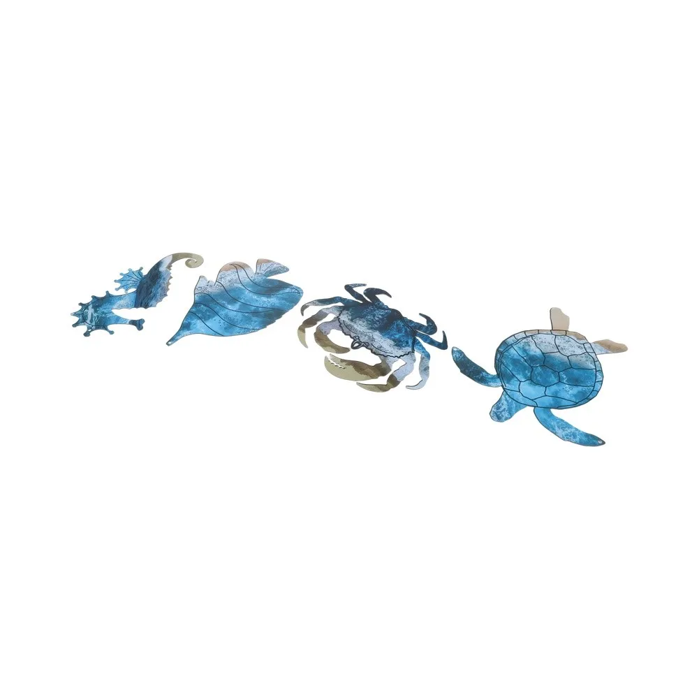 For Beach Metal Wall Art with Sea Turtle Crab for seahorse Design for Marine Themed Living Room Bedroom Patio Decoration