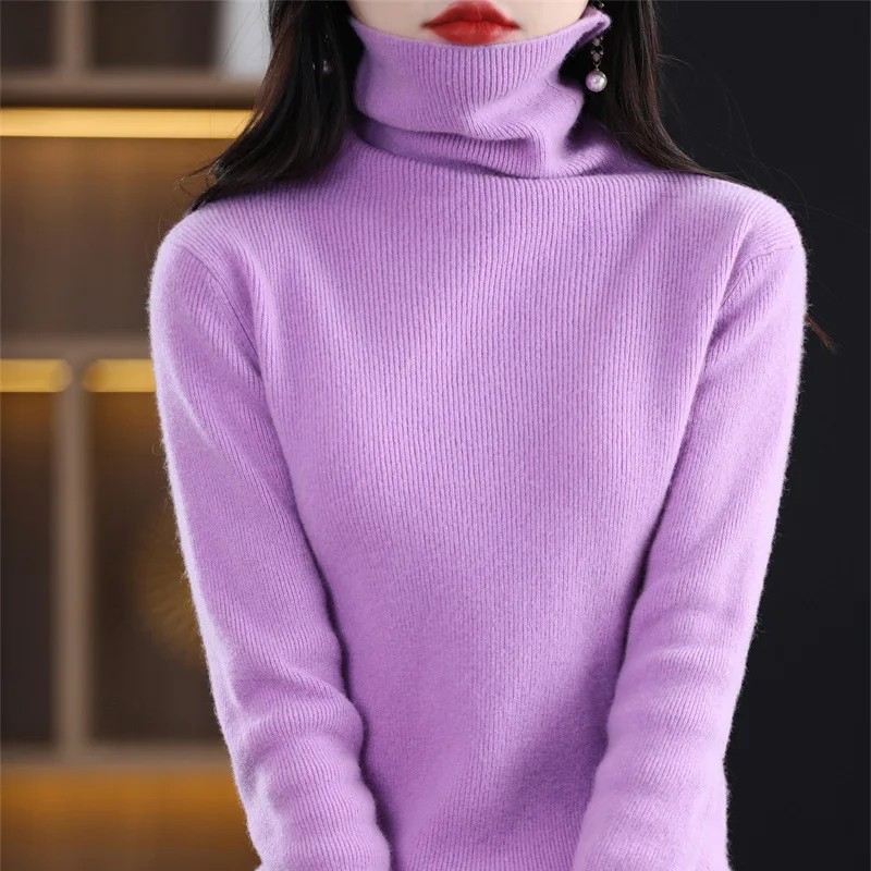 

2026 Women Fashion New Turtleneck Sweater Women Knitted Slim Pullovers Long Sleeve Bottoming Sweater Chic Jumpers